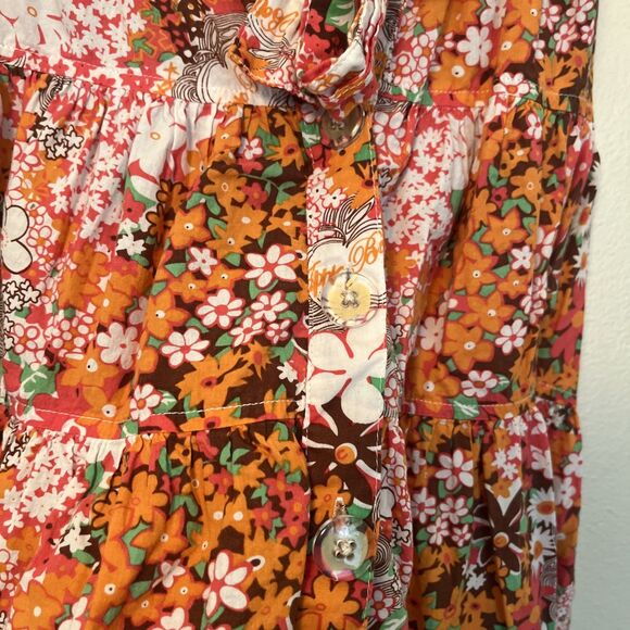 Vintage Apple Bottom Floral Mini Skirt Y2K Boho Ruffle Hem Tie Waist- Small - Picture 5 of 10